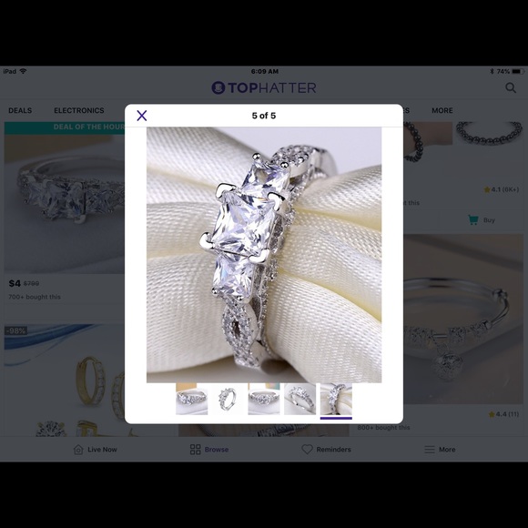 .925 Sterling Silver Sapphire Stones Engagement - Picture 4 of 5